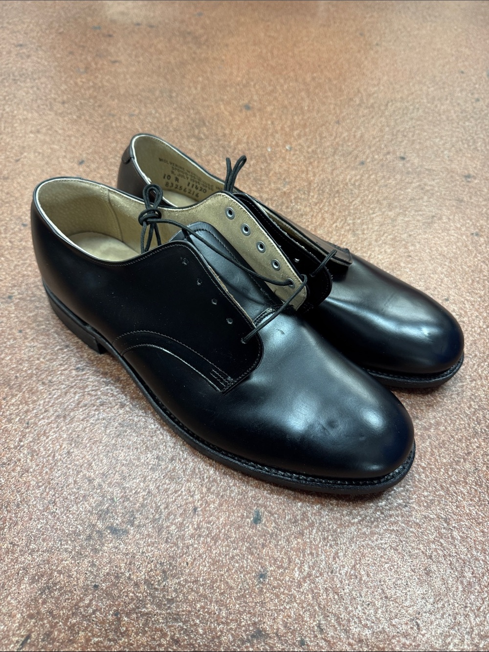 Vintage Wolverine Black Leather Derby Shoes